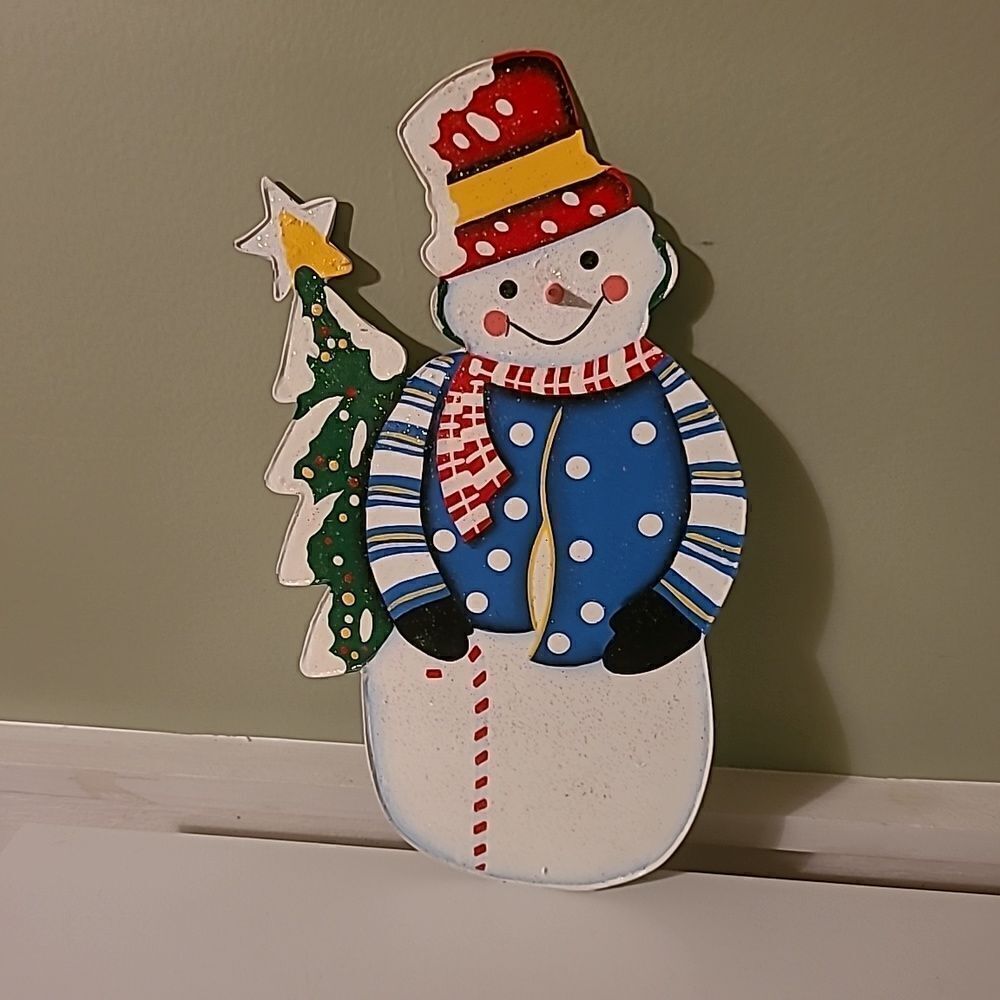 Vintage Snowman Tin Sign